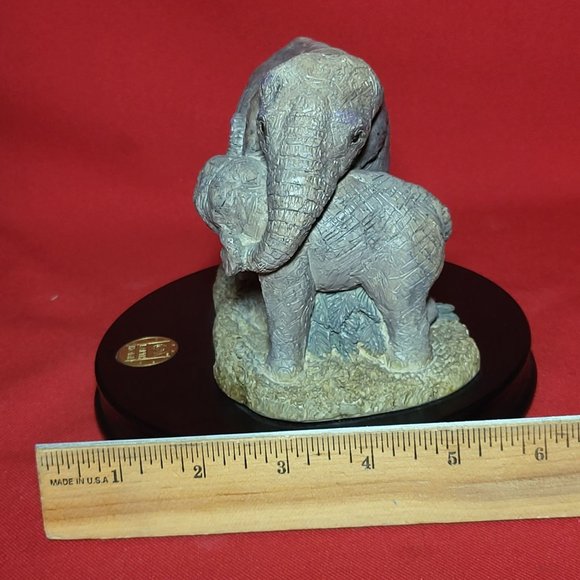 Earth Home Indian Elephant Mother and Calf Figurine on Wood Base - Picture 10 of 14